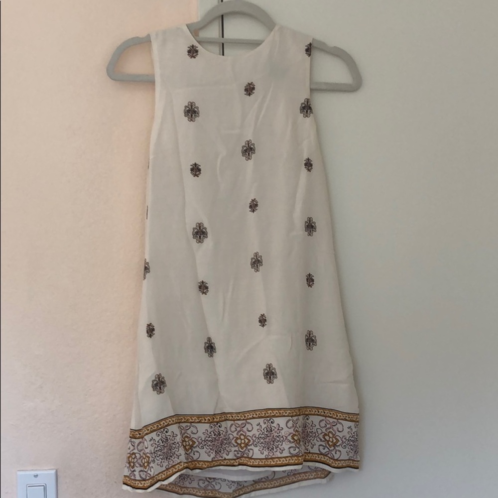 printed white satin dress